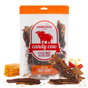 Candy Cow Mild Heat, 5oz Bag, Sweet Candied Beef Snack – Gentle Slow-Burn Flavor for Beginners, Light Spice Snack for Casual Snackers, Sweet & Mild Beef Brisket Candy Treat Resealable Bag