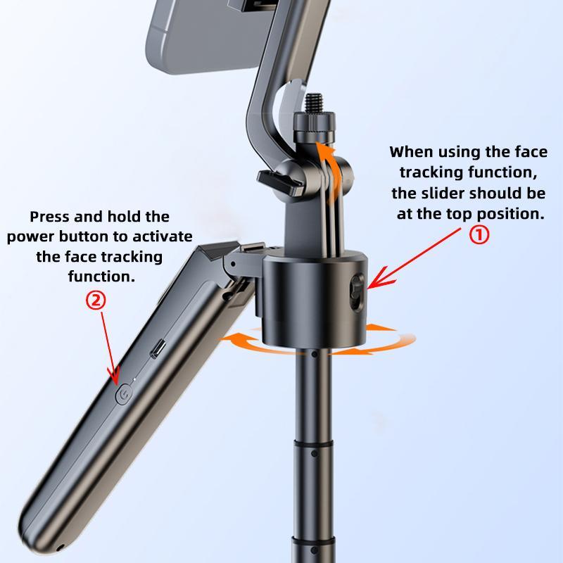 Auto Face Tracking Selfie Stick Tripod 69.6 Inch 360° Rotatable Phone Tripod with Fill Light Remote Control for Live Streaming Smartphone Camera Accessories