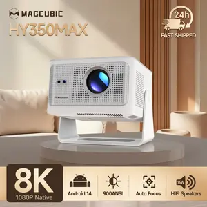 HY350MAX Projector Android 14.0 with 8K/4K Support 900ANSI Mini Projector with Wifi6 and Bluetooth5.4 Auto Focus & Obstacle Avoidance 1080P Portable Movie Proyector for Home Outdoor