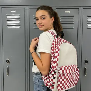 Xiluo Red Plaid Backpack