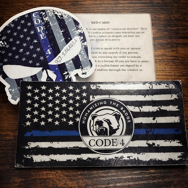 1 Piece Code 4 Thin Blue Line Sticker 6X3" (Free Red Card) Humanizing the Badge Bumper Decal for Police Support Car & Truck Decoration