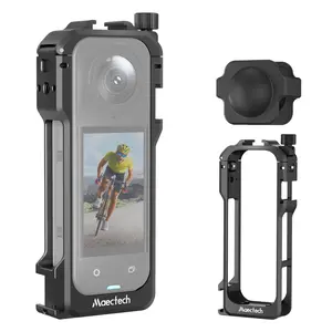 Maectech Protective Cage for Insta 360 X5 Case Aluminum Alloy with Cold Shoe Mount 1/4" Threads for Insta 360 X5 Accessories Kit Sturdy Protection & Easy Installation