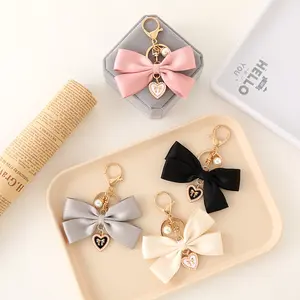 New Fabric Ribbon Bow Keychain – Fashionable & Versatile Bag Charm, Stylish Pendant for Car Keys & Bag