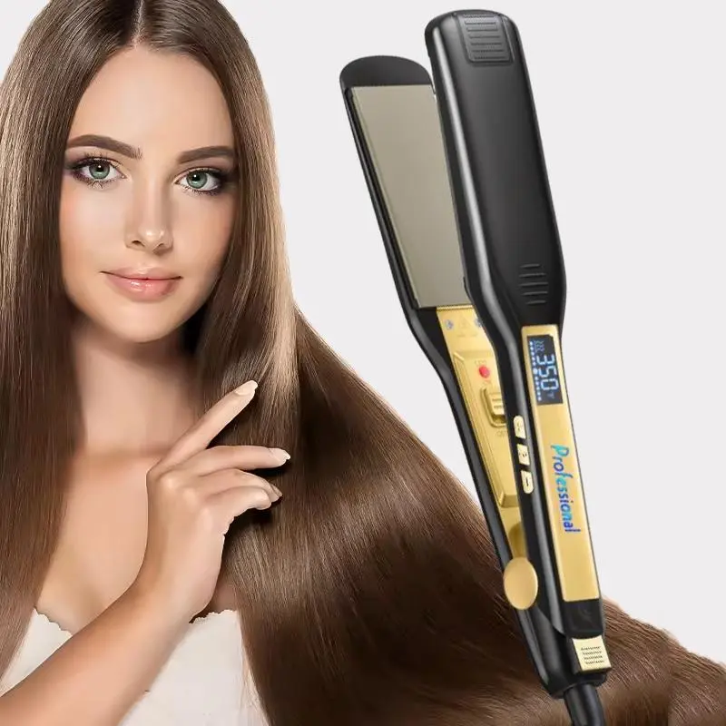 Professional Adjustable Titanium Heated Hair Straightener, US Plug, LCD Display, Flat Iron Styling Tool for Salon & Barber Shop, Winter Gift