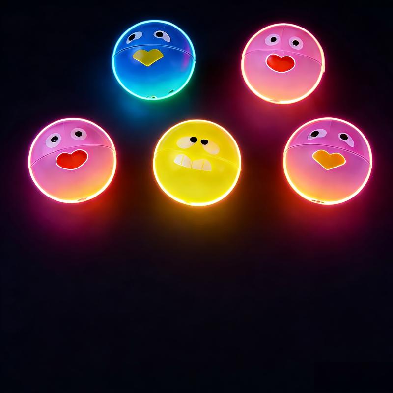 Luminous Whistling Flying Ball Tetherball Toy with 4 Unique Emojis Arm Coordination Exercise Stress Relief Small Toy for Children Battery Free Fun Spin Stretch Toy