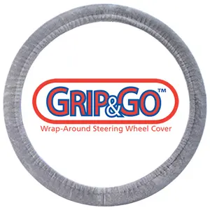 Plush Steering Wheel Cover(Brushed Suede), Dash Designs Grip&Go Stretch-On Wheel Cover, Universal Fit, Soft Fabric Comfort Grip, Car Interior Decoration