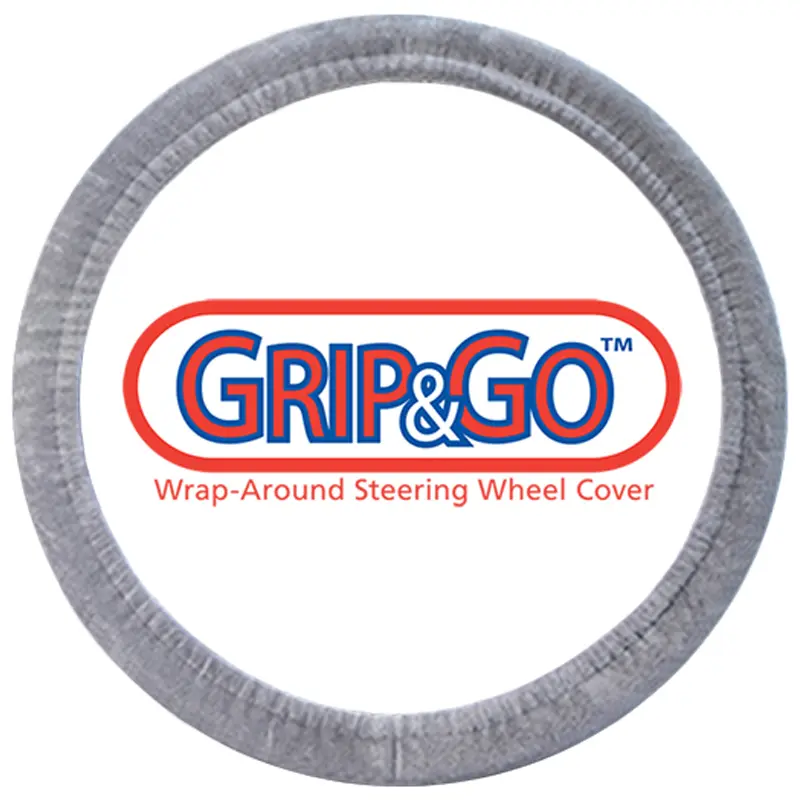 Plush Steering Wheel Cover(Brushed Suede), Dash Designs Grip&Go Stretch-On Wheel Cover, Universal Fit, Soft Fabric Comfort Grip, Car Interior Decoration