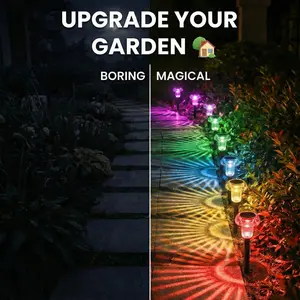 ROOMART 4pcs Solar Backyard Lights, No Wiring Needed ️ Waterproof Solar Garden Lights Auto On/Off, Bright Solar Stake Lights for Yard & Walkway - Red/Yellow/Blue/Green/Purple Instant Curb Appeal, solarlight Outdoor Lighting solar outdoor lights