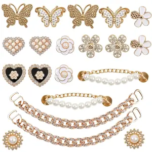 20 Pcs Bling Shoe Charms for Women Girls Butterfly Flower Decoration Clog Diamond Chain Charms Cute Shoe Jewels DIY Accessories for Birthday Party Her