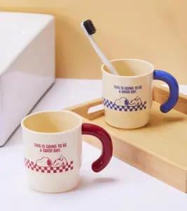 [New Arrival] Snoopy Grid Sequence Series Mouthwash Cup Mixed Style High Quality Plastic Durable Smooth Surface Easy to Clean Large Capacity Anti-Slip Daily Home Bathroom Use Ideal Gift for Kids Girls Boys Snoopy Fans