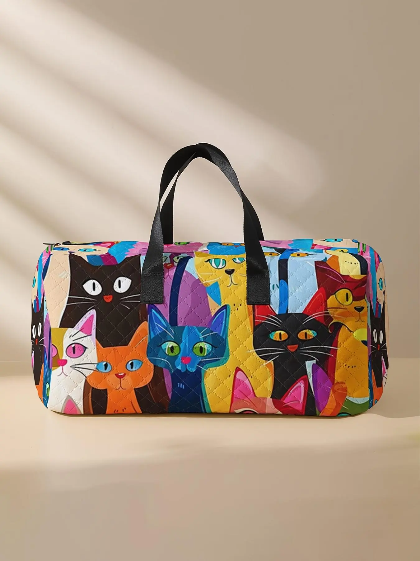 Cat Pattern Travel Bag, Large Capacity and Portable Overnight Stylish Duffel Bag, Yoga Training Bag, Portable Crossbody Bag with Shoe Storage, Travel Duffel Bags, Fashionable Duffel Bag, Bag For Travel, Duffle Bags