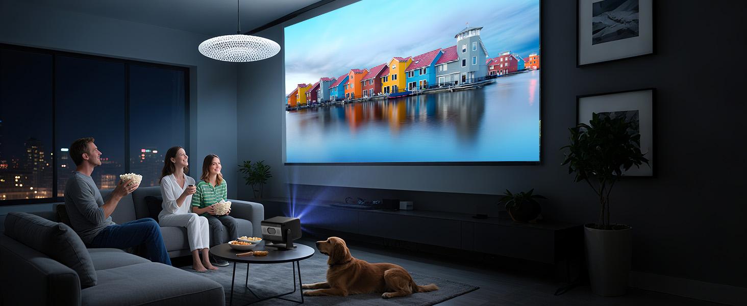 VOPLLS Projector, Netflix Officially Certified Portable Projector with 1200 Lumens, Auto Focus & Keystone, Native 1080P & 4K Support, 3D Dolby Sound, WiFi & Bluetooth, Home Theater & Outdoor Movie Projector for HDMI/USB/Phone/PC (Black) Audio