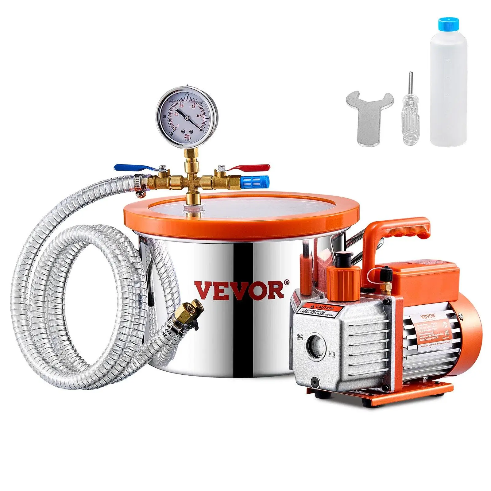 【Summerfinds】VEVOR 1.5 Gallon Vacuum Chamber 3.5CFM Single Stage Pump Degassing Chamber Kit