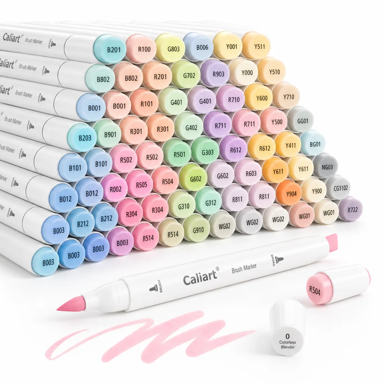 【Limited-TimeSpecials】Caliart Official 61/100Colors Pastel Alcohol Based Art Markers, Brush Tip Dual Tip Permanent Marker Set for Adult Coloring Book, Drawing, Sketch, Illustration, Card Making, Art Supplies, DIY Crafts, Journaling Gift FS, Art Supplies K