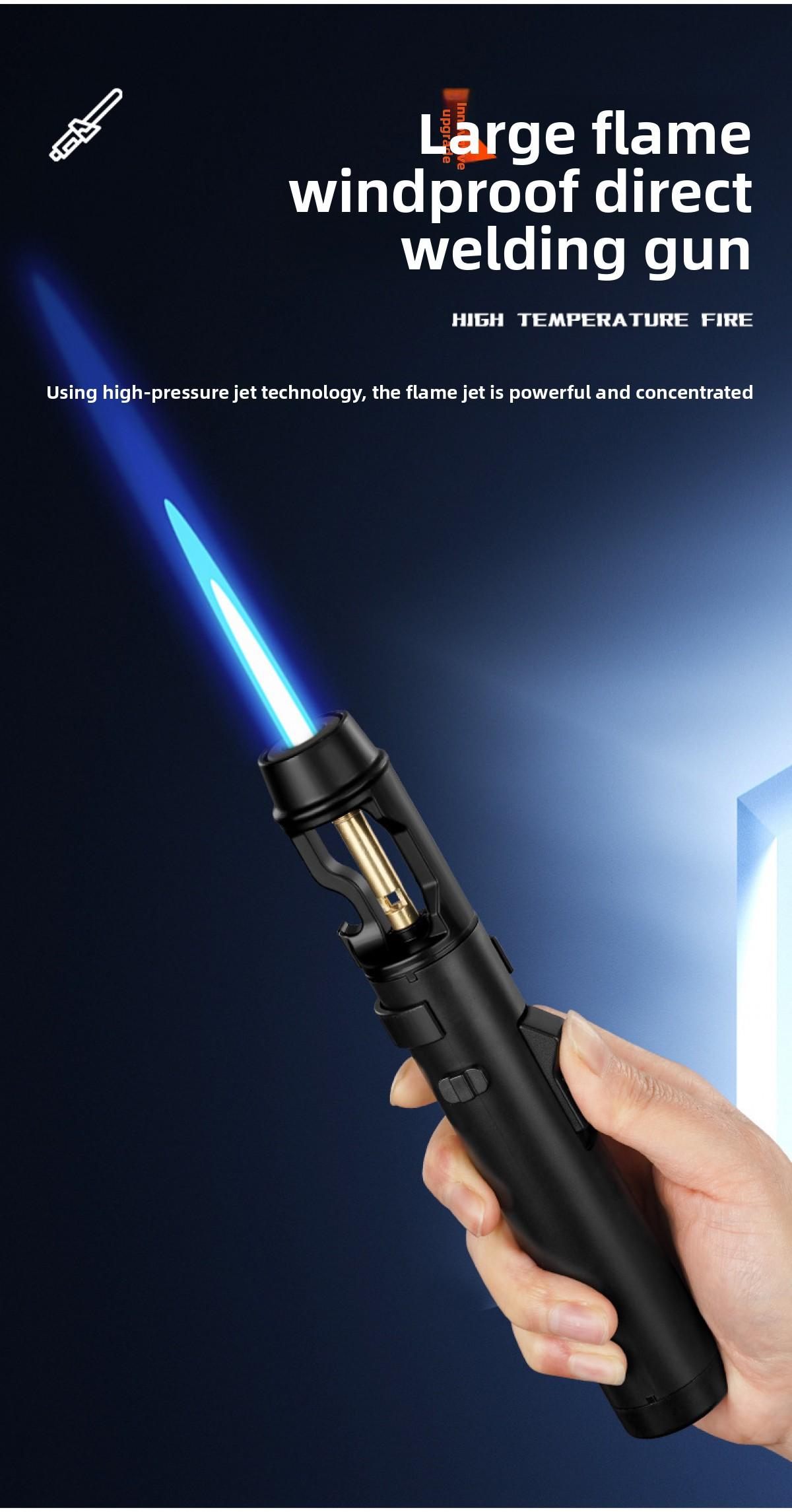 Windproof Lighter, Adjustable Flame Size High Temp Torch Lighter, Durable Zinc Alloy Bottle With Opener, High Temperature 1300 °   C Proof Igniter For Camping Grilling And Emergency Use Torch Lighters Refillable (No Fuel)