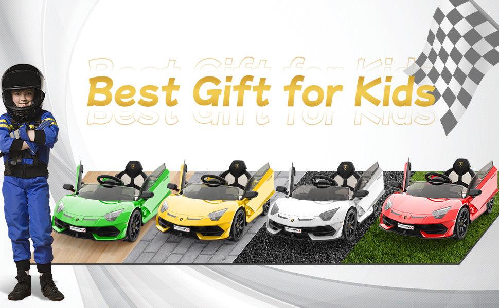 【Garvee】【GARVEE】Licensed 12V Lamborghini Kids Ride-On Car with Remote Control, LED Lights & Sound System, Electric Toy Car with Hydraulic Doors, 2.4G Bluetooth, MP3 Player, Gift for Boys Girls Ages 3-8 Fun
