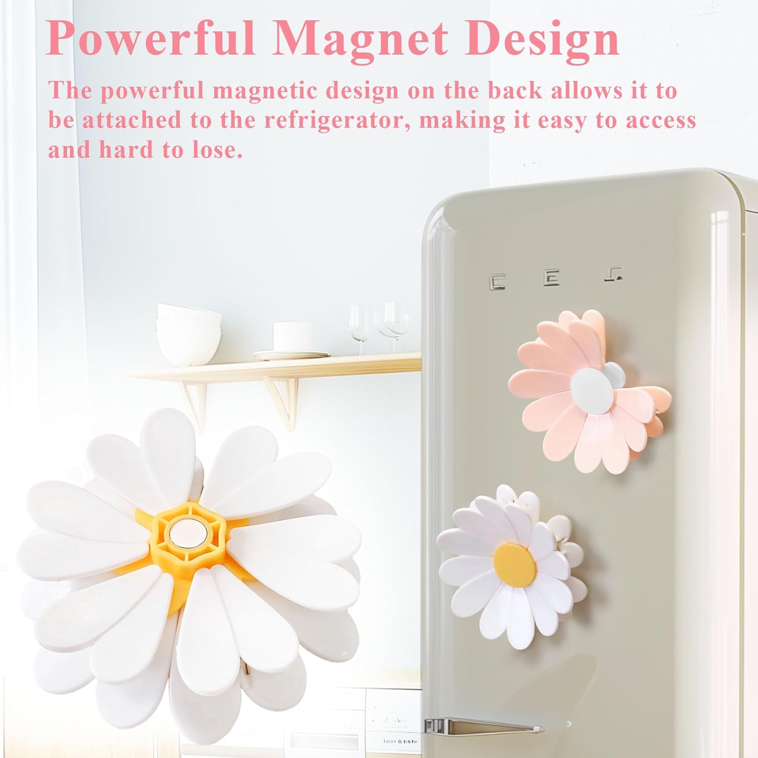 1 PC Magnetic Cherry Blossom Bag Clips,Magnetic Cherry Blossom Refrigerator Sealing Clip, Pink Sakura Food Sealing Clip for Snack, Bread & Pet Food Storage, Fridge Organizer & Kitchen Decor Gift