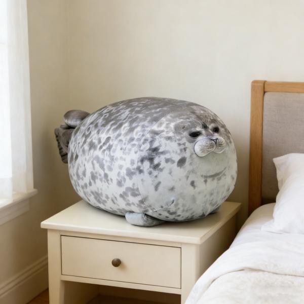 Chubby Blob Seal Pillow 11.8" Stuffed Cotton Plush Animal Cute Ocean Companion Valentine's Day Easter Gift for Kids Adults