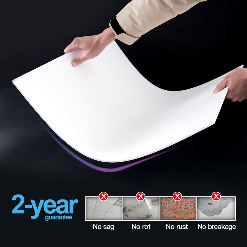 【New】Art3d Smooth Drop Ceiling Tiles 2x4 ft 10-Pack Fire-Rated Waterproof PVC Panels Reusable No Sag Crack Fits 15/16 T-Grid Covers 80 Sq Ft