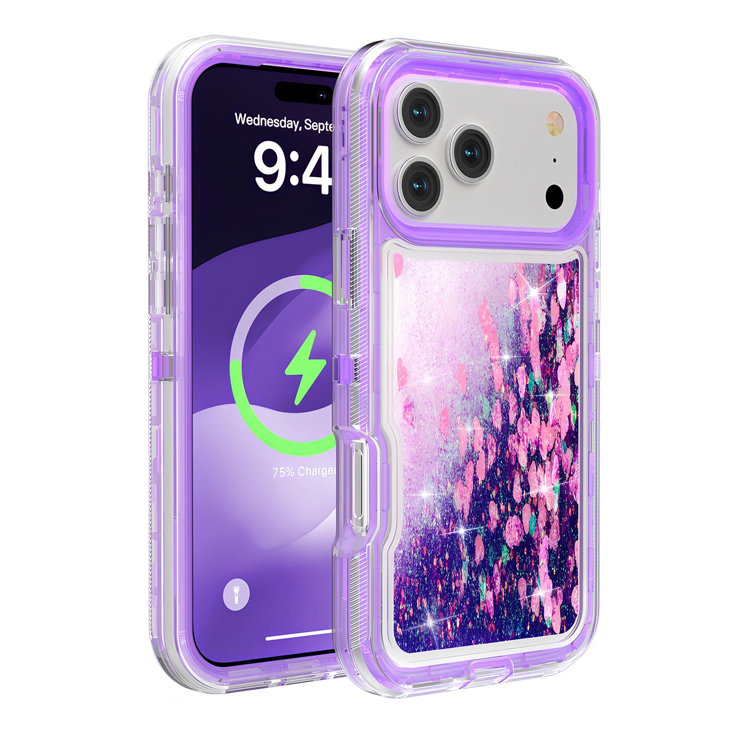 Liquid Glitter Case for iPhone 17 16 15 14 13 Pro Max Shockproof Phone Case,Colorful Quicksand TPU Bling Flowing Liquid Floating Sparkly Hybrid Heavy Duty Case