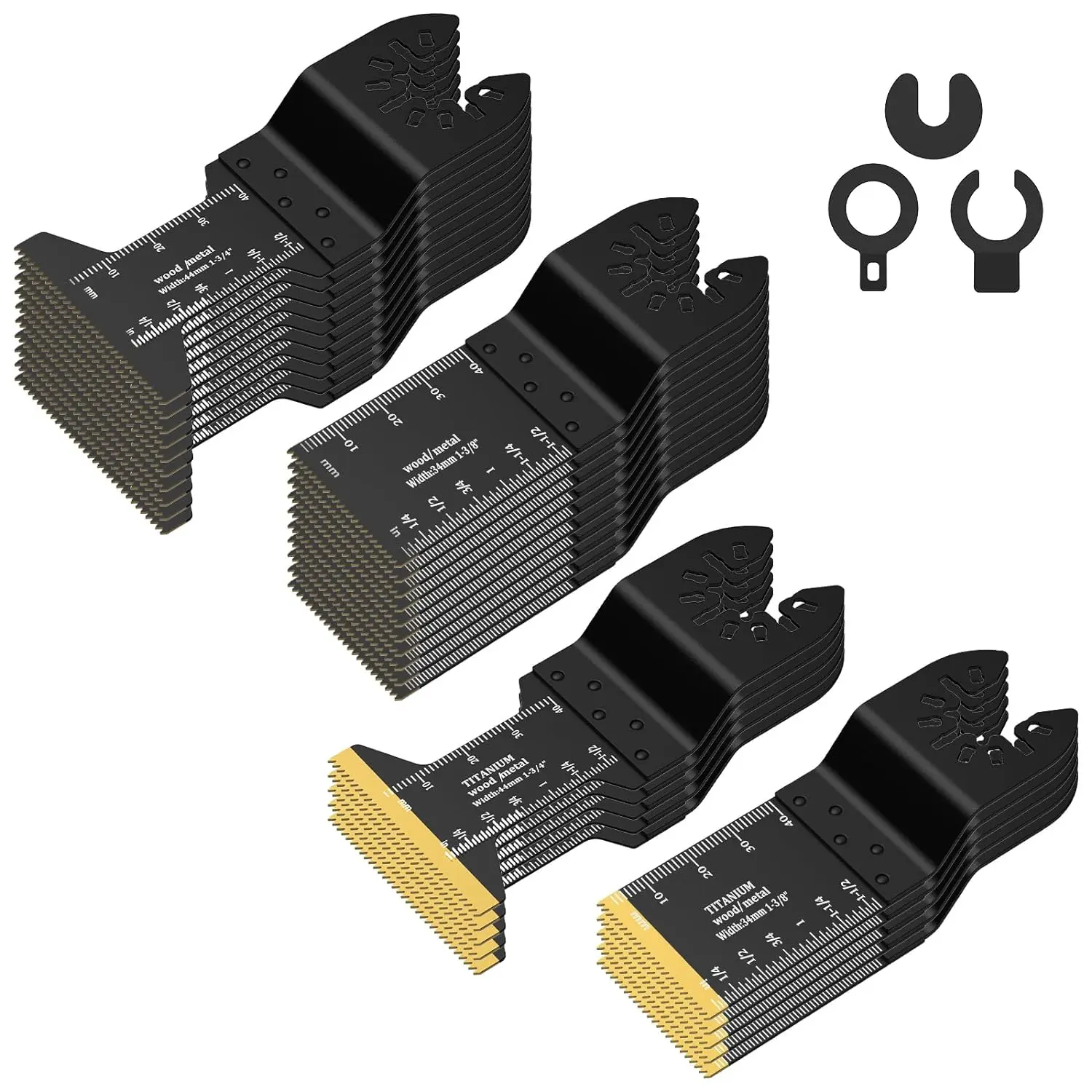 Multipurpose Oscillating Cutting Saw Blade Set, 30pcs Universal Titanium Multitool Blades for Wood Plastics Metal, Quick Release Multi Tool Kit for Dewalt Ryobi Milwaukee Rockwell Fein Makita, Replaceable Blades