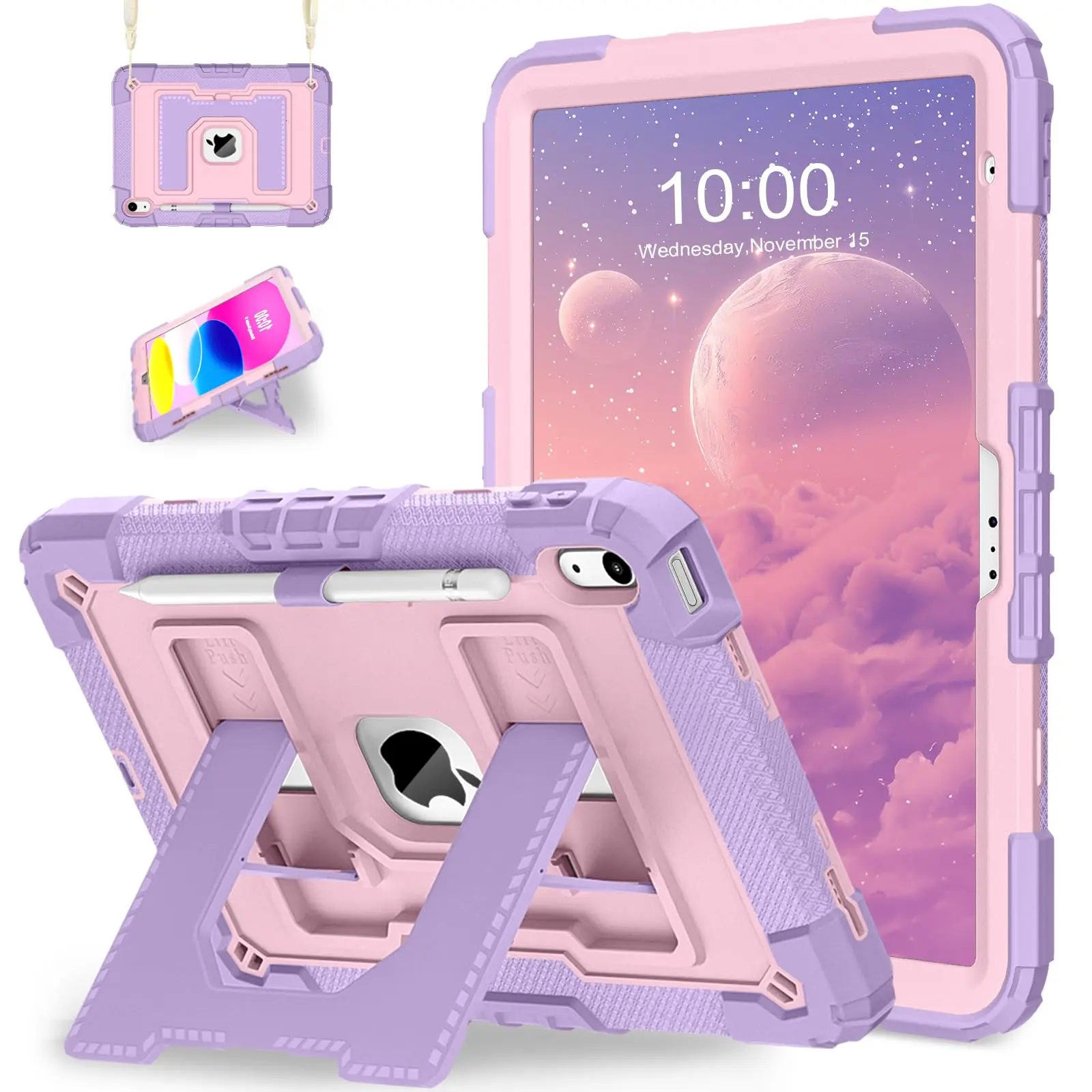 Case for iPad 12th A19 (2026)/A16 11th (2025)/10th 10.9 Inch (2022)/M3/M2 11/IPAD Air 8 M4/7/6 5 4 11 13 Inch 2026/ipad 10.2/mini7(A17pro) Case Military Grade Shockproof Cases with Pencil Holder Shoulder Strap