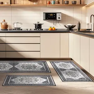 Boho Kitchen Rug Sets 3 Piece with Runner Non Slip Kitchen Rugs and Mats Washable Kitchen Mats for Floor Thick Kitchen Floor Mat Carpet Runner Rugs for Hallway Laundry Holiday Decor