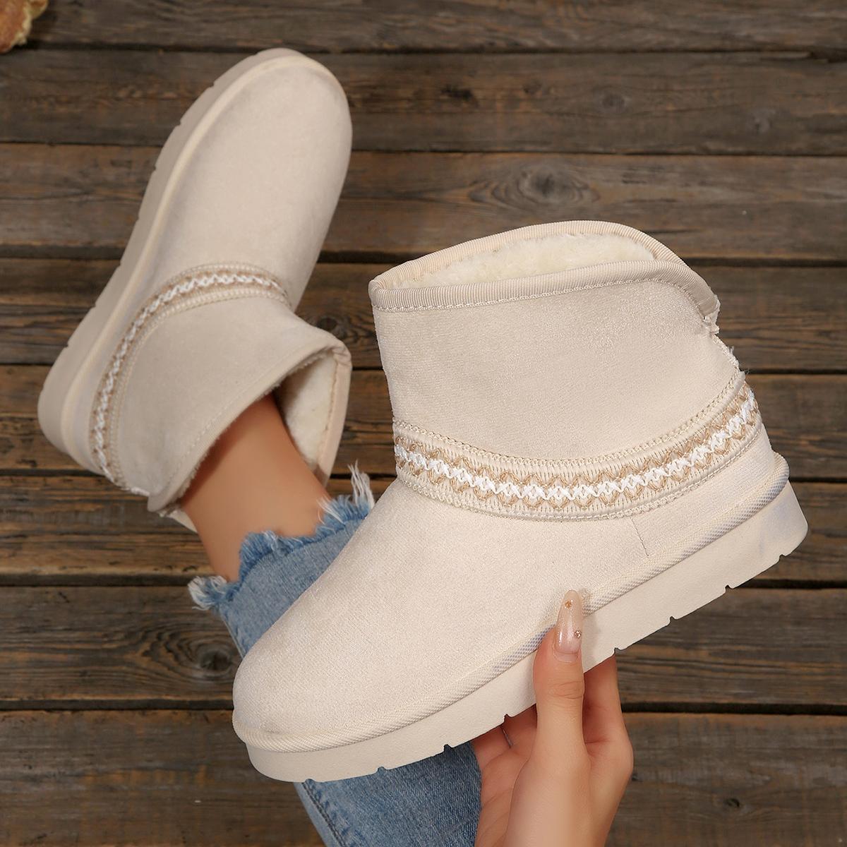 Mysoft Women's Faux Lambswool Bohemian Style Snow Boots, Winter Warm Fur Shoe, Womensfashion Footwear, Comfortable Walking Boots for Women, Ideal Valentine's Day Gift