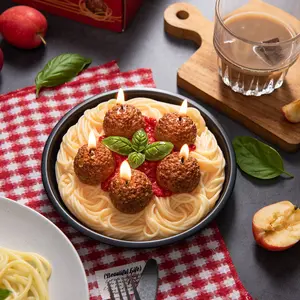 Unique Candle Designs By Kaneca- Spaghetti & Meatballs Pasta Candle – Novelty Food CandleGift