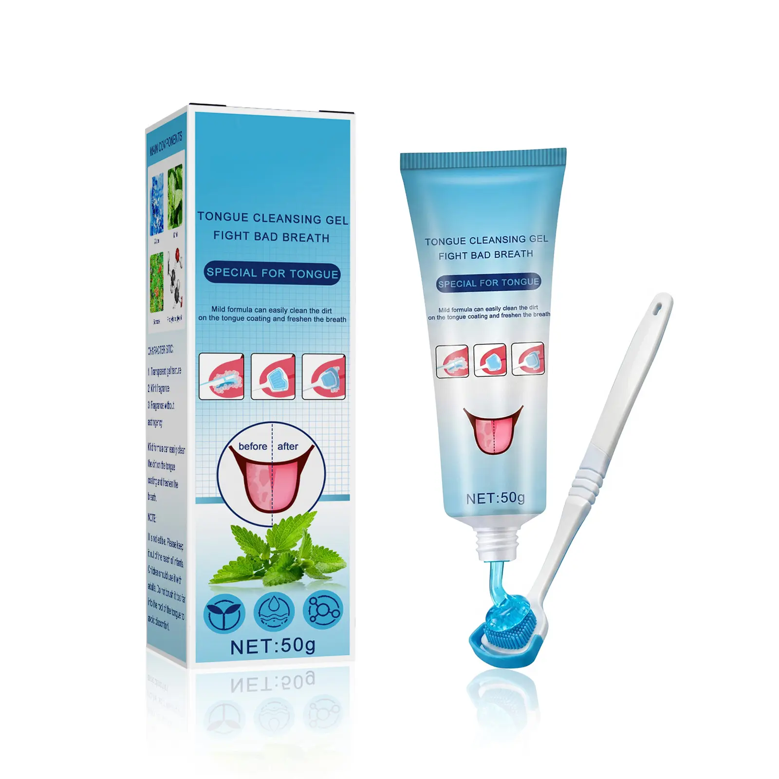Tongue Cleaner Kit with Dental Gel & Brush, Oral Cleaner Set for Deep Detox, Teeth Whitening, Bad Breath Neutralizer, Fresh Breath & All-Day Boost, Cleansing