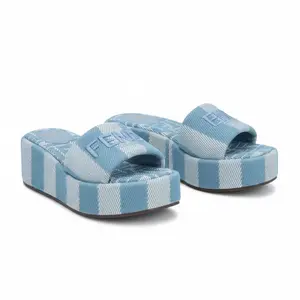 Fendi Denim Slides Sunshine Platform Size 40