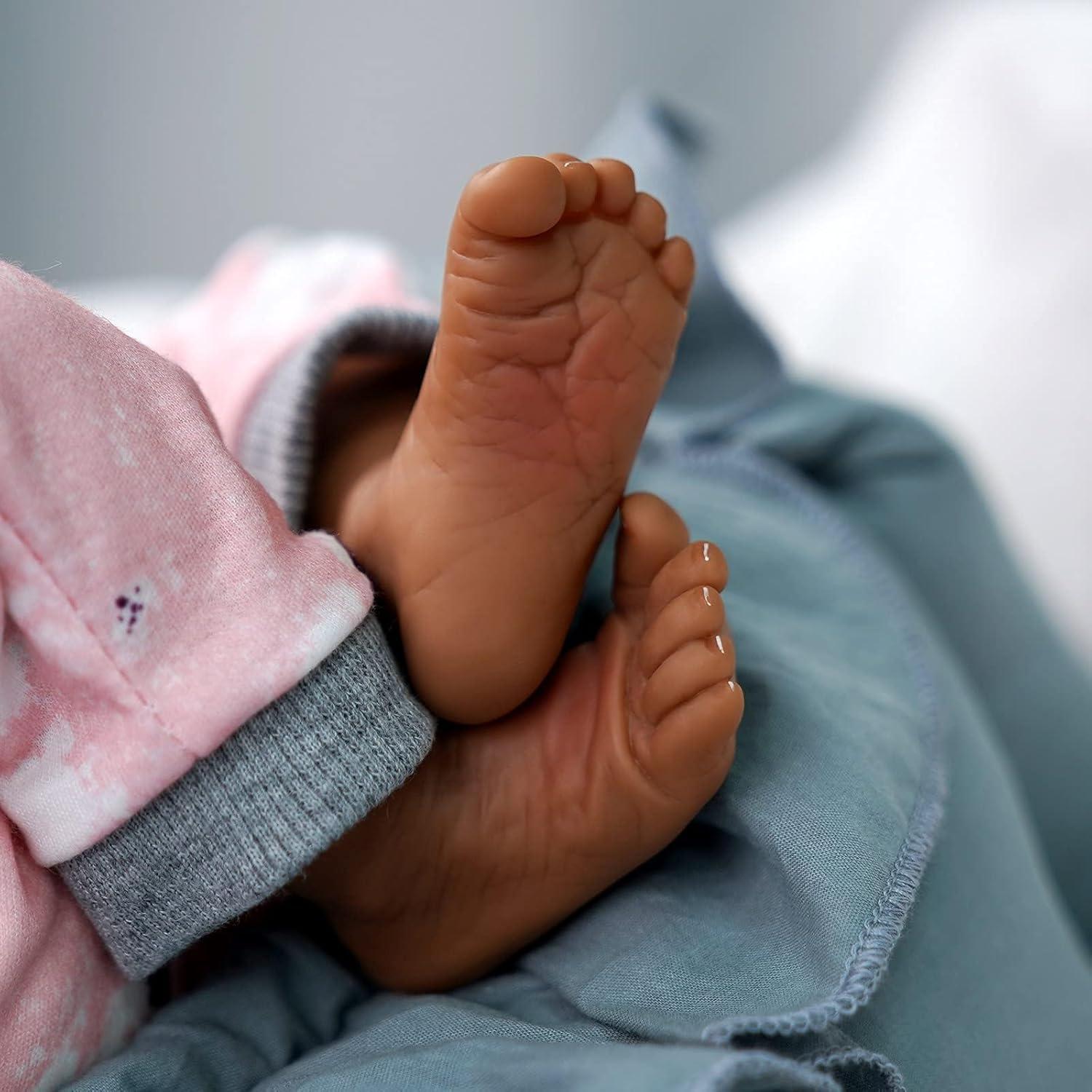 Babeside Newborn Real Life Reborn Baby Doll Dark Skin Black African American Toddler Doll Laney with Cloth Body for Kids Age 3 Rebornbabydoll