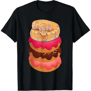 Ball Python Snake Reptile on Doughnuts Donuts Herpetologists T-Shirt