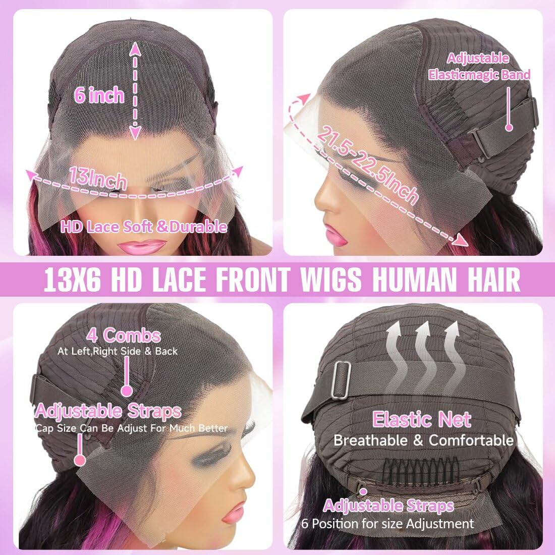 Highlight Ombre Lace Front Wig Human Hair 13x6 Body Wave 1B/Pink Colored Lace Front Wig Human Hair Pre Plucked With Baby Hair Black And Pink Wig Human Hair 200% Density 34 Inch Skunk Stripe Wig Highlight Ombre Lace Front Wig Human Hair 13x6 Body Wave 1B/Pink Colored Lace Front Wig Human Hair Pre Plucked With Baby Hair Black And Pink Wig Human Hair 200% Density 34 Inch Skunk Stripe Wig