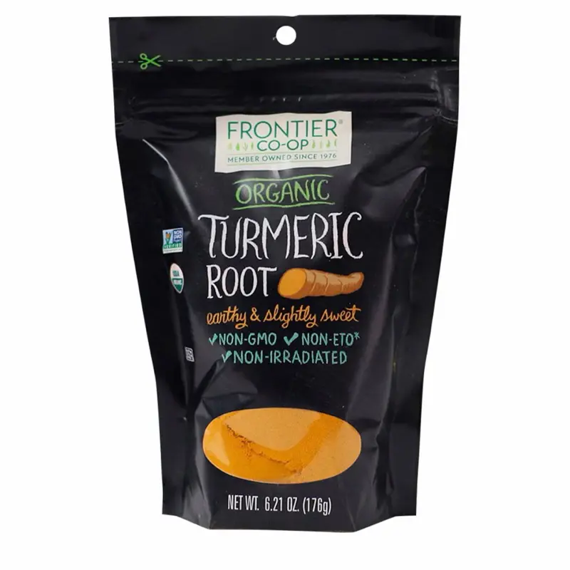 Frontier Co-op Organic Turmeric Root Powder, 6.21-Ounce Bag - Made with Ground Turmeric Roots - Perfect for Cooking and Herbal Uses