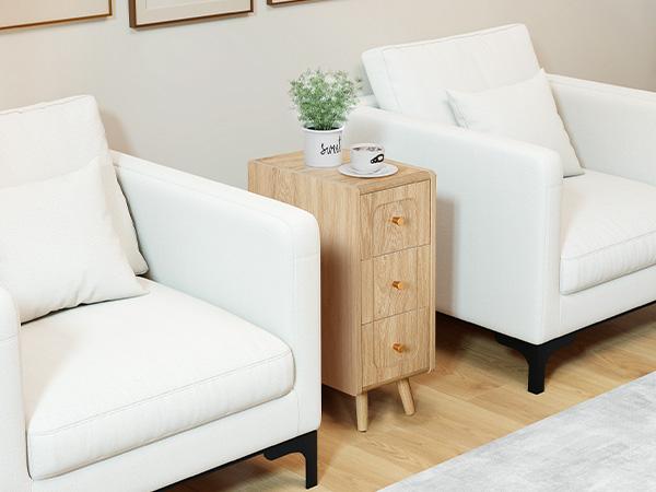 Giratree Small Nightstand with 3 Drawers, Narrow Bedside Table Vintage Skinny Night Stand with Storage, Wood Slim Side Table for Bedroom, Small Spaces, Living Room Giratree Small Nightstand with 3 Drawers, Narrow Bedside Table Vintage Skinny Night Stand with Storage, Wood Slim Side Table for Bedroom, Small Spaces, Living Room