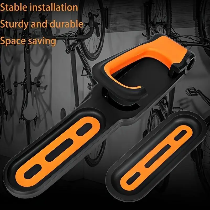 The foldable bicycle wall hook is made of ABS material, which is firm and reliable. It is suitable for indoor and garage use, easy to install and space-saving, including installation screws