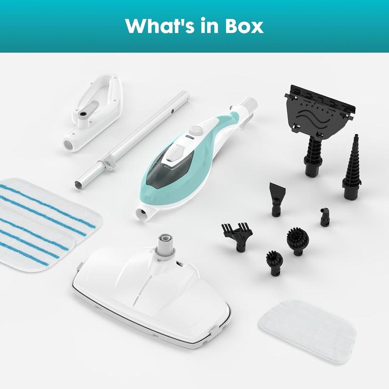 Powerful 10-in-1 Steam Mop for Home Detachable Handheld Floor Steamer with 16FT Cord & Washable Pads Cleans Hardwood Carpet Tile Grout & Windows Safe Chemical-Free Cleaning