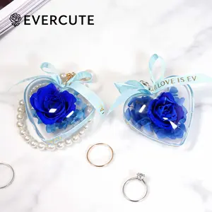 EVERCUTE Acrylic Heart Preserved Rose Keychain – Eternal Flower Key Ring, Cute Bag Charm Pendant, Romantic Gift for Women, Girls, Wife, or Girlfriend day idea funny wrap unique xmas birthday goodie teen holiday gift wrap box flowers