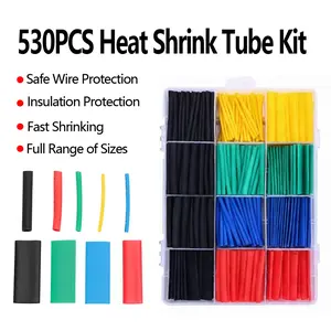 Assorted Size Heat Shrink Tubing Kit - 530 Pcs 2:1 Ratio Waterproof Insulation Sleeves with Storage Case Colored Adhesive Lined Tubes for Home Repairs Electronics DIY Projects, Car Boat Motorcycle & Automotive Welding Accessories