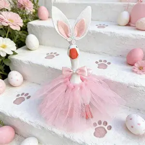 Cute 7 Inch Desktop Goose Costume 4 Piece Set Tutu Skirt Bunny Ears No Goose Included Valentines Day Easter 4th of July Spring Decor Photo Props Home Desktop Ornaments