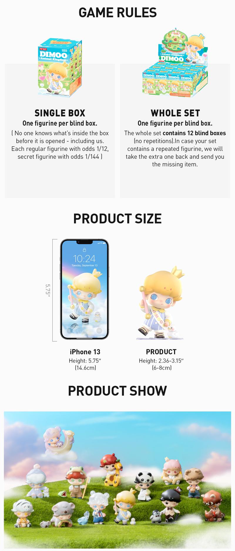 POP MART DIMOO Animal Kingdom Series Figures, Blind Box, Mystery Box
