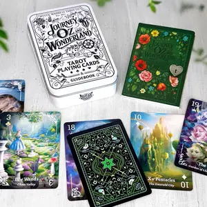 Journey to Oz & Wonderland Travel Tarot Deck – 83 Card Poker-Size Hybrid Tarot and Playing Cards in Collectible Tin | Pocket Divination Deck