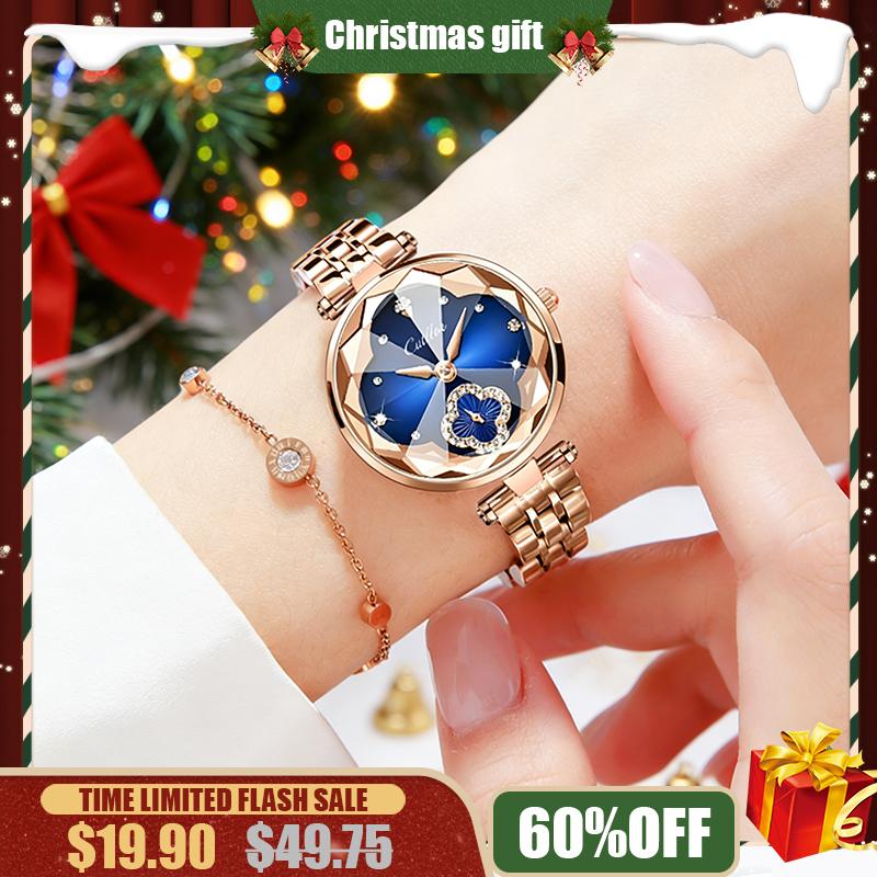 【TikTokShopStockUp】Watches Valentine’s Day Gift Watches Elegant Watch Luxury Women's  Watch NewYear Gift  with Four-Leaf Clover Diamond Dial Water-Resistant Scratch-Resistant Adjustable Strap Fashionable Design Suitable for wearing on all occasions