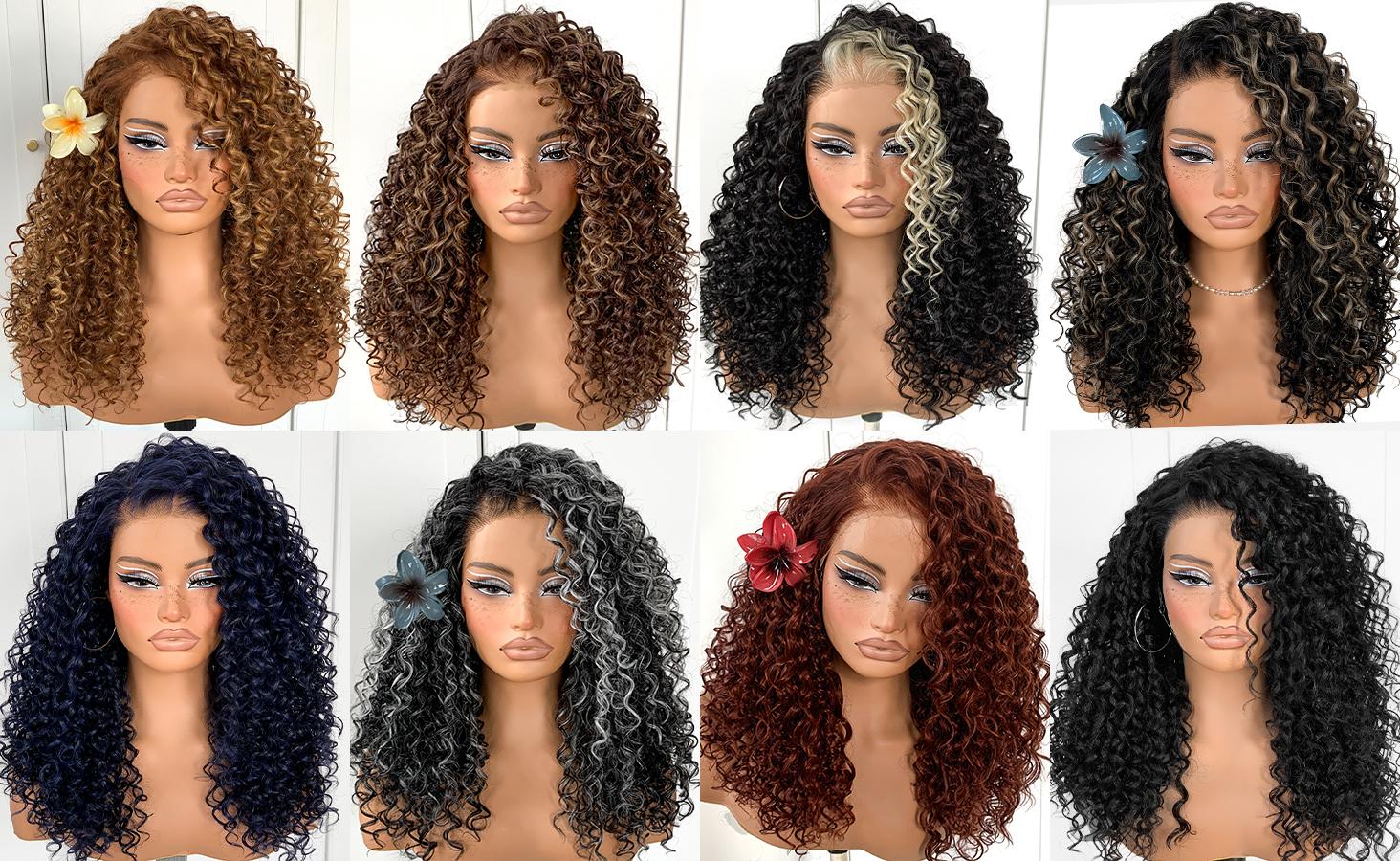 13x6 Curly Wig Wear And Go Glueless Wig Pre-Plucked Synthetic Lace Front Wig Pre-Cut Afro Kinky Layred Wig With Natural Hairline 18 Inch