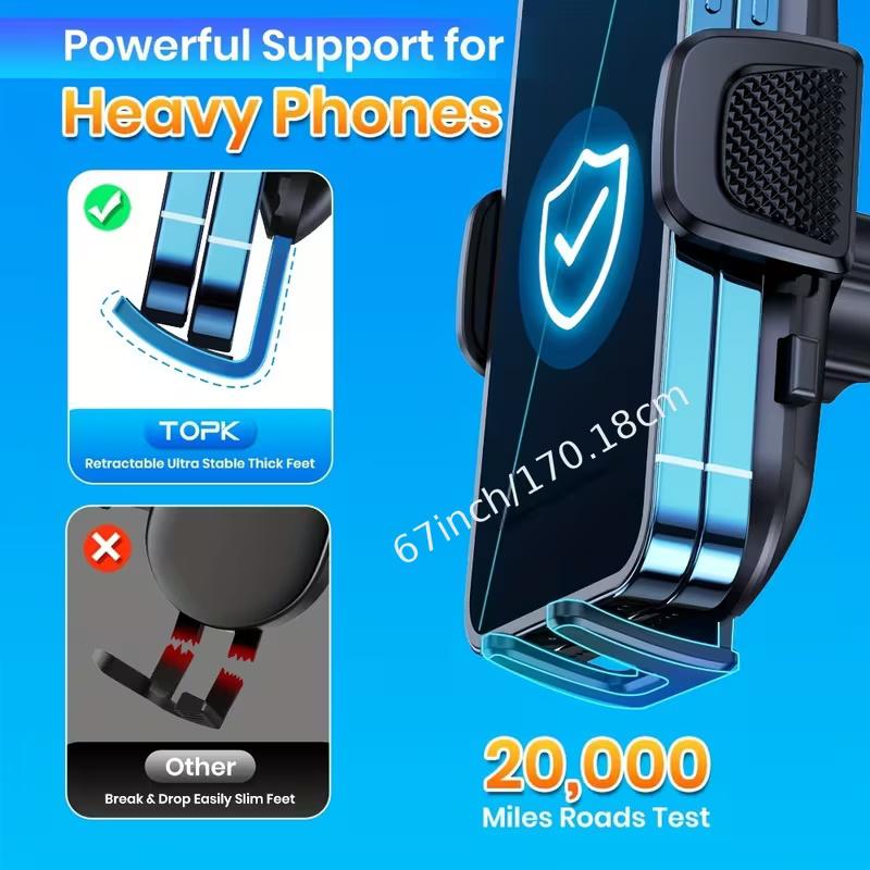Car Mount Holder | Adjustable Cell Phone Holder for Car Dashboard, Enhanced Design, Works with All Phones in Horizontal & Vertical Mode