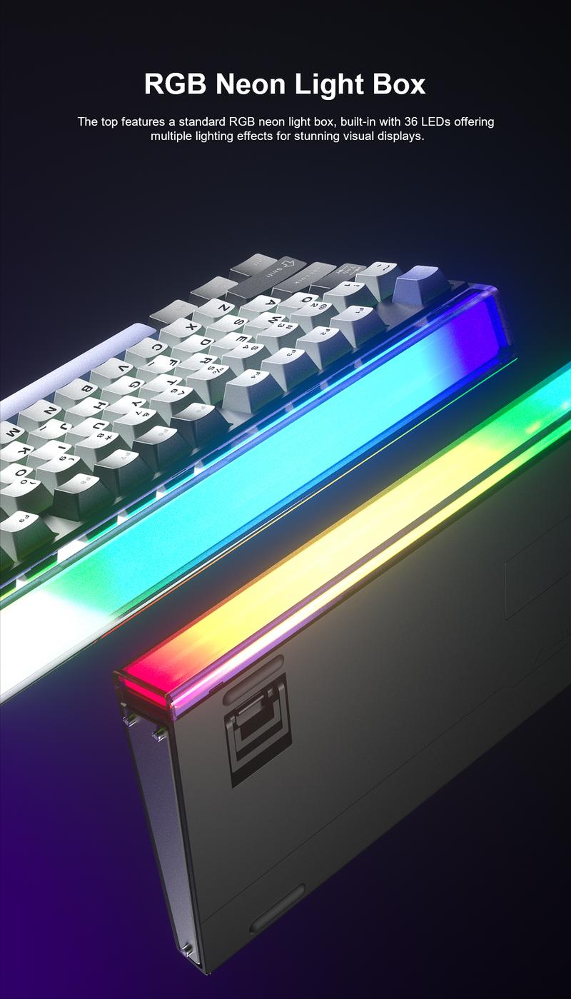 AULA H108 Full-Size Silent Mechanical Keyboard Tri-Mode Bluetooth 2.4G Wireless Silent Feather Switches RGB Backlight Black White Purple Computer Office Keyboards