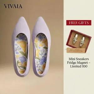 VIVAIA Women's Pointed-Toe Knit Ballet Flats ,Wide Feet Friendly With Herbal Arch Support Water-Repellent,Machine Washable, Zero Break-in Elegant Work / Daily Commute / Travel (Aria 5°)  Free Shoe Charm Designated Color Until Sold Out Randomly