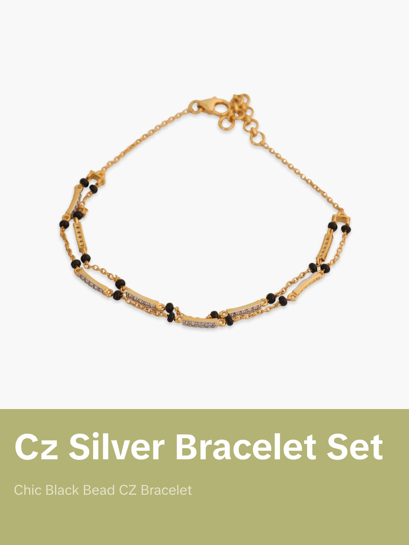 Double Layered CZ Silver Mangalsutra Bracelet