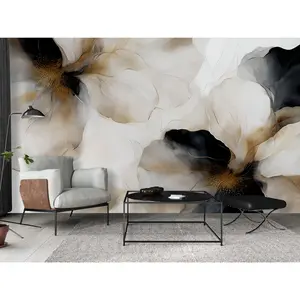 Bold Floral Wallpaper Mural in Peel & Stick Canvas Vinyl or Non-Woven